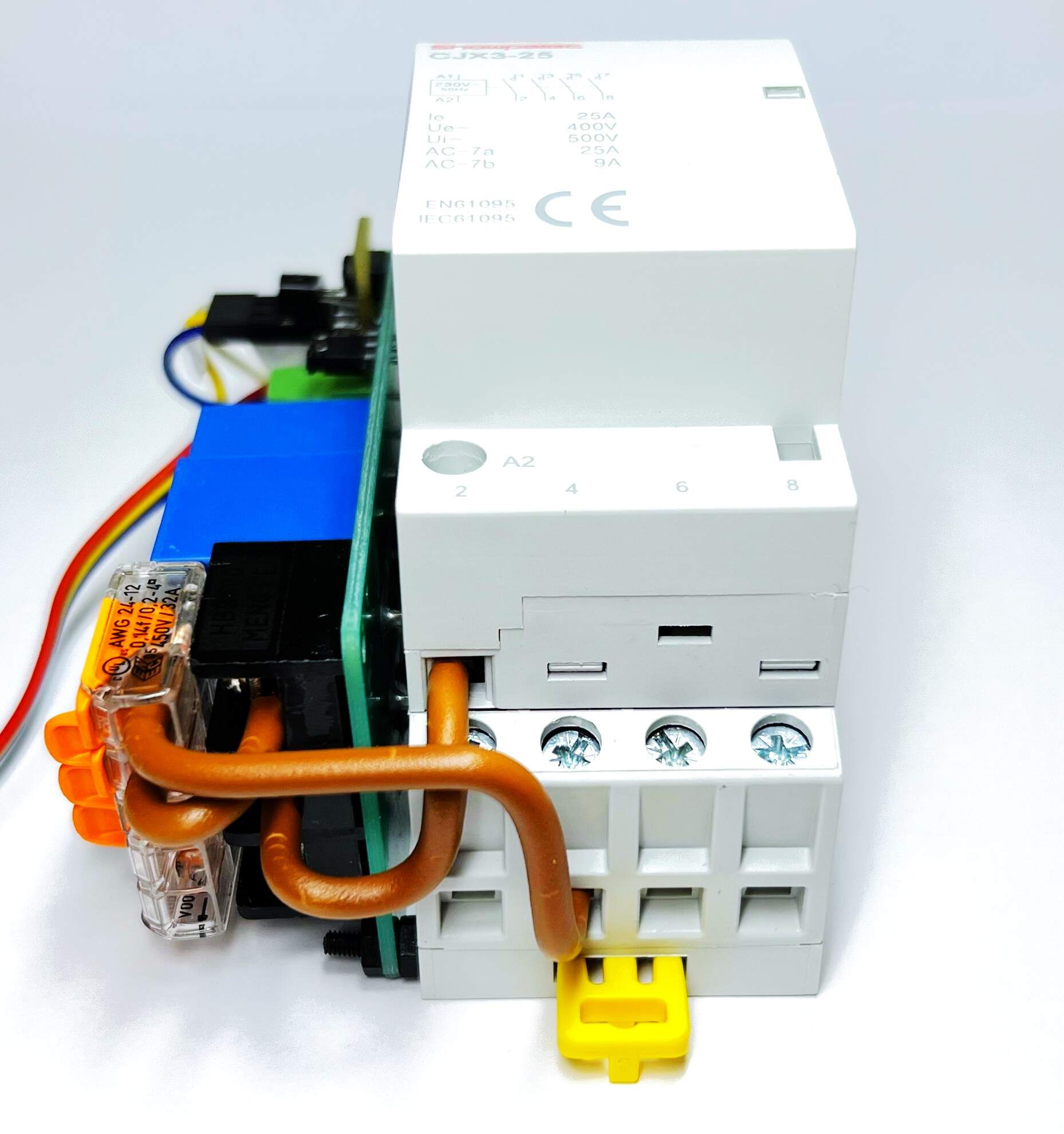 Contator, relay and Wago connected