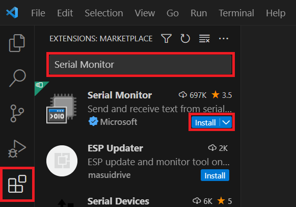 Serial monitor installation