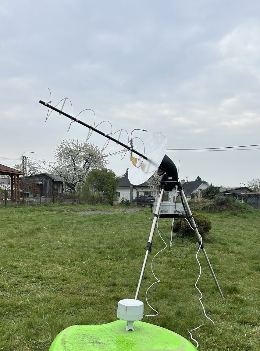 Tracked helical antenna station